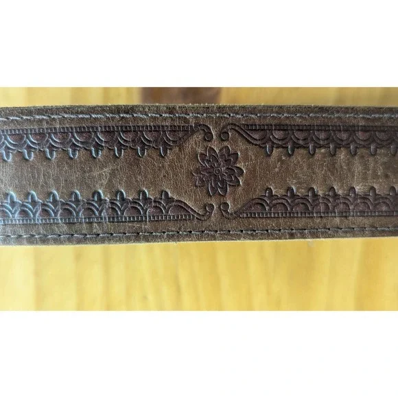 Arizona Jean Company Brown Embossed Leather Belt Large - Picture 5 of 6